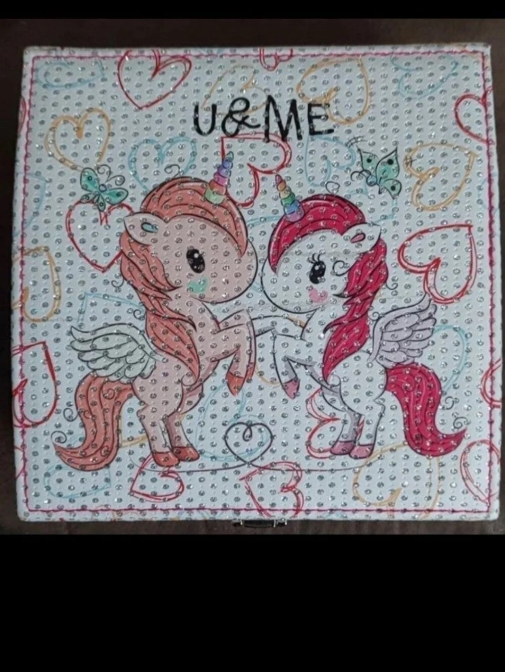 Cute U & Me Unicorns With Wings Jewelry Box/Makeup Box/Trinket Box Brand New